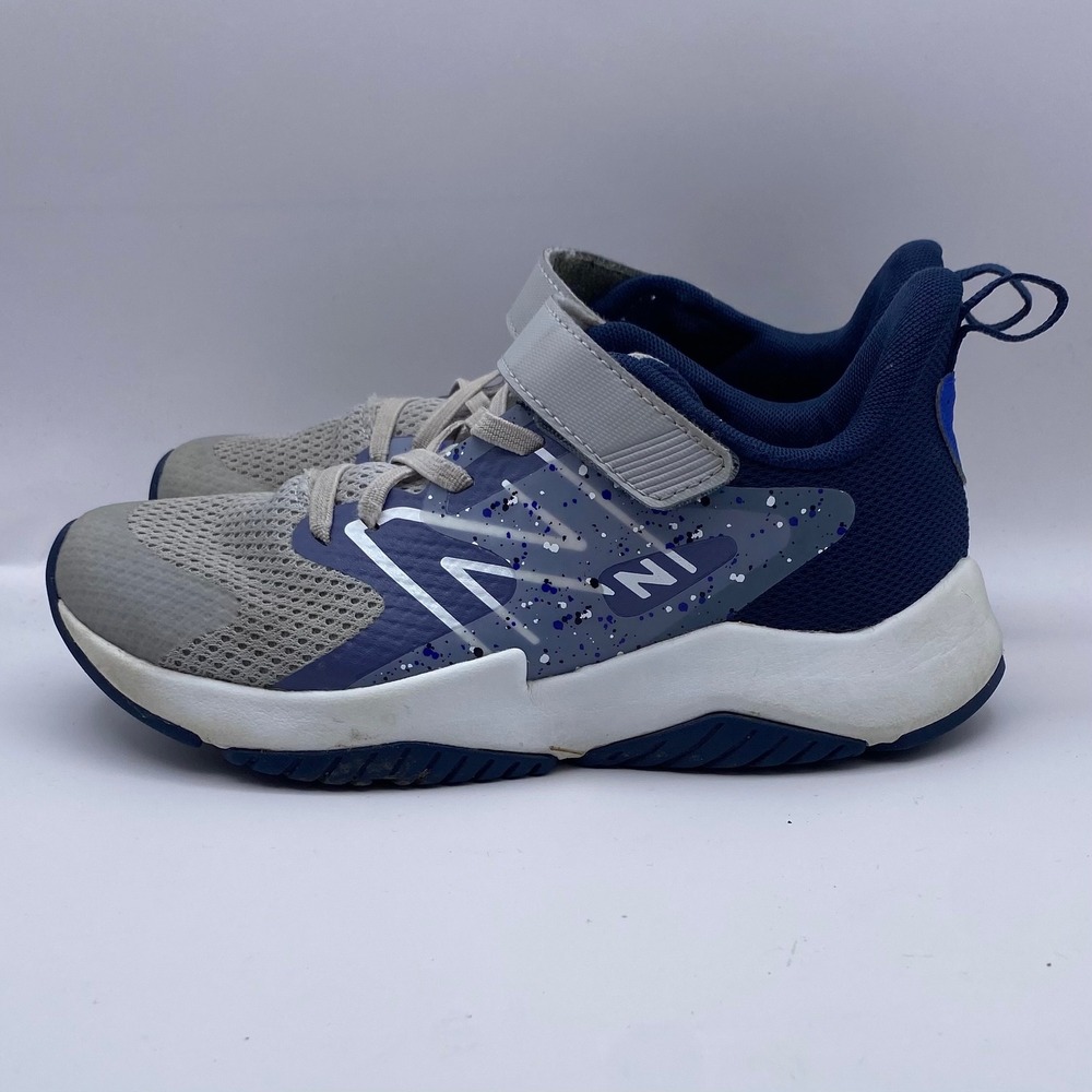 New Balance Rave Run v2 Boys 3 Gray Navy Splatter Running Sneakers Sporty